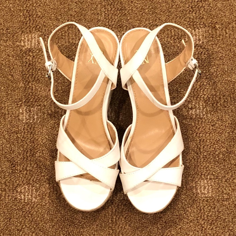 White New York & Company Platform Wedges